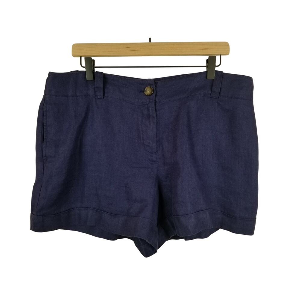 Ann Taylor LOFT 12 Purple 100% Linen Shorts boho